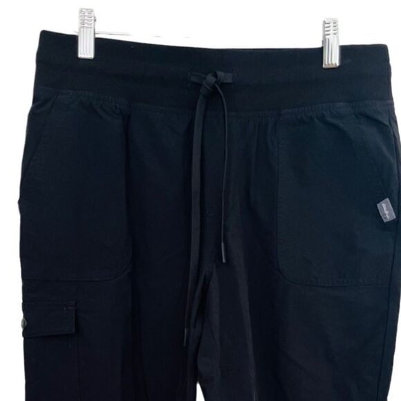 Eddie Bauer Black Outdoor Side pocket Capri Pant , elastic waistband Size M - Picture 2 of 7